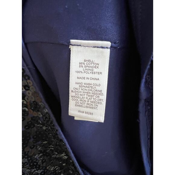 Express Sequin Aztec Art Deco Mini Dress Blue Black Bodycon Party Size Small - Picture 10 of 11